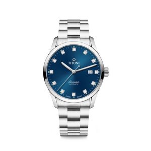 Titoni Airmaster 83743 S-682 – Nam – Kính Sapphire – Automatic – Mặt Số 39mm, Đính Đá Pha Lê, Trữ Cót 38 Giờ
